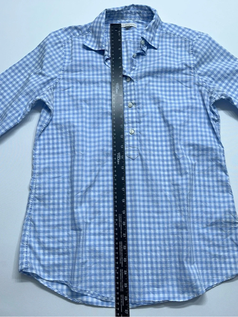 Ann Mashburn Popover Shirt Womens Small Blue Long Sleeve Gingham Poplin - Picture 5 of 16
